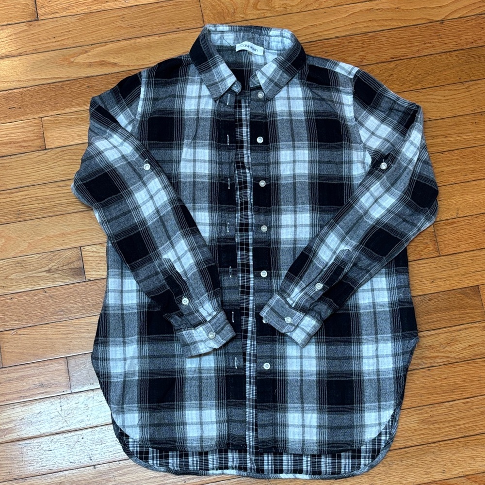 Calvin Klein Monochrome Plaid Button-Down Shirt